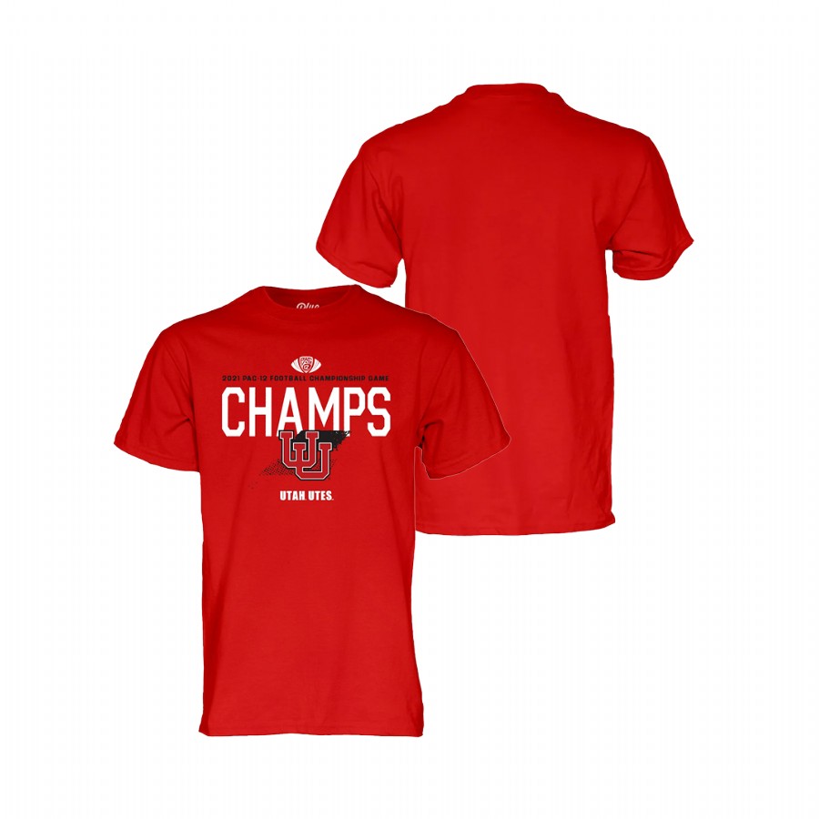 men utah utes red 2021 pac 12 football conference champions locker room t shirt