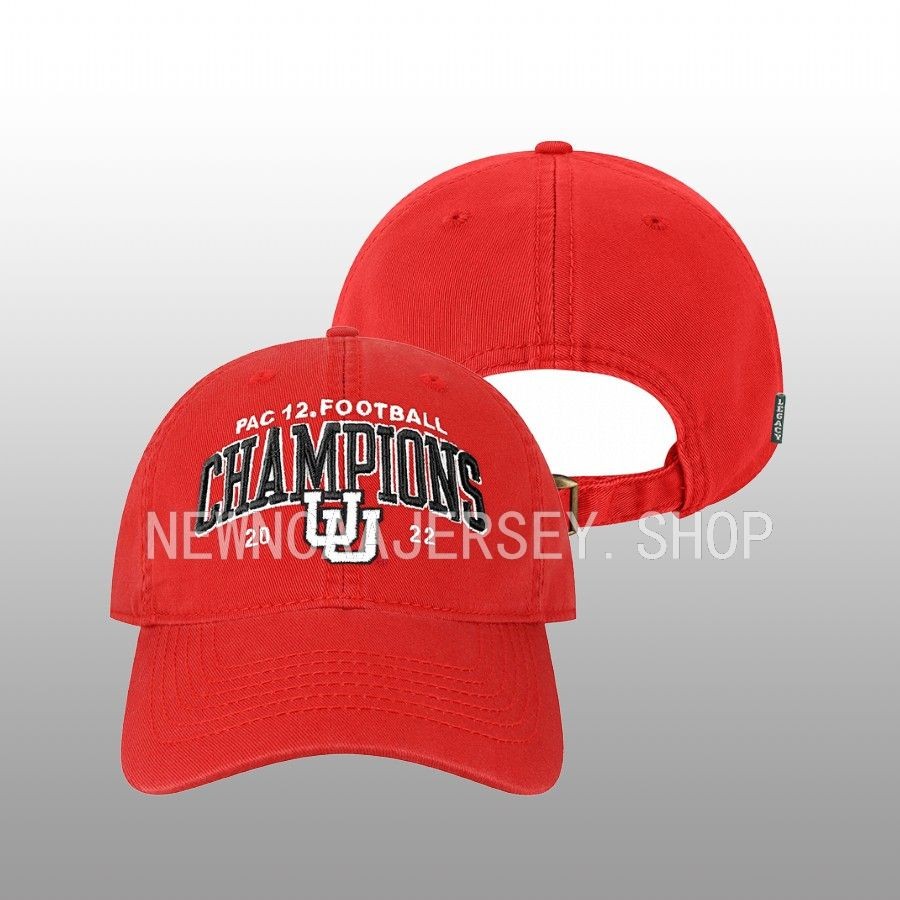 men utah utes scarlet 2022 pac 12 football champions relaxed twill adjustable hat