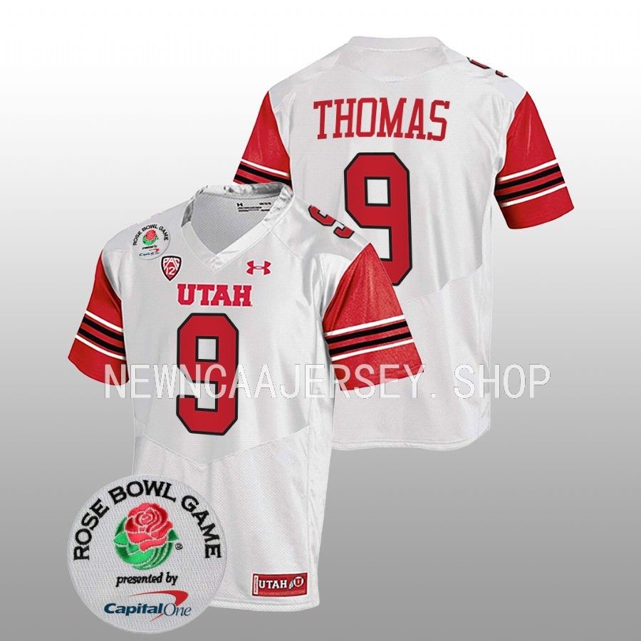 men utah utes tavion thomas white 2023 rose bowl college football jersey