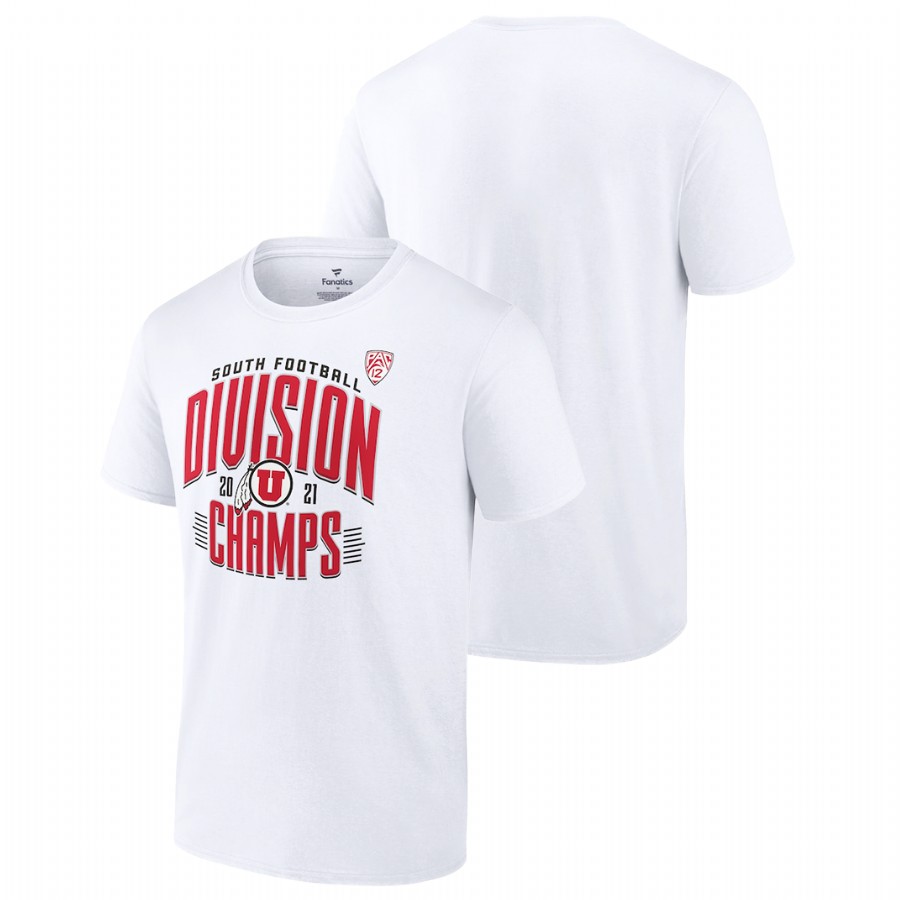 men utah utes white 2021 pac 12 south football division champions t shirt