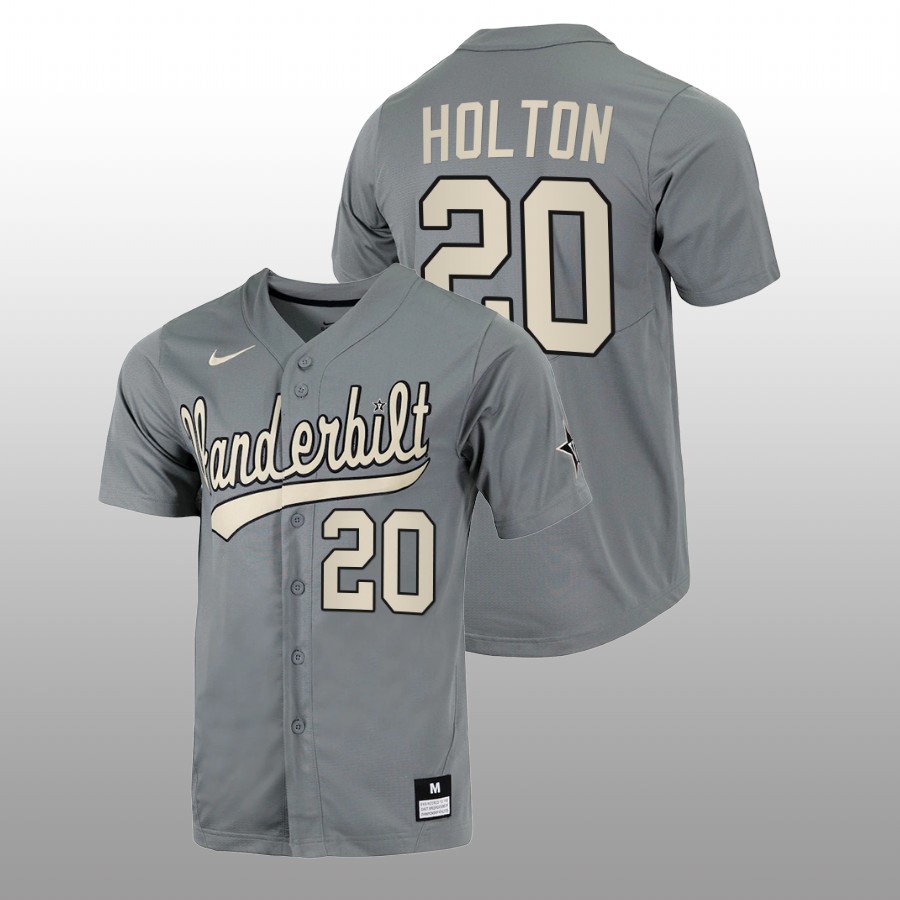 men vanderbilt commodores carter holton grey 2022college baseball full button jersey