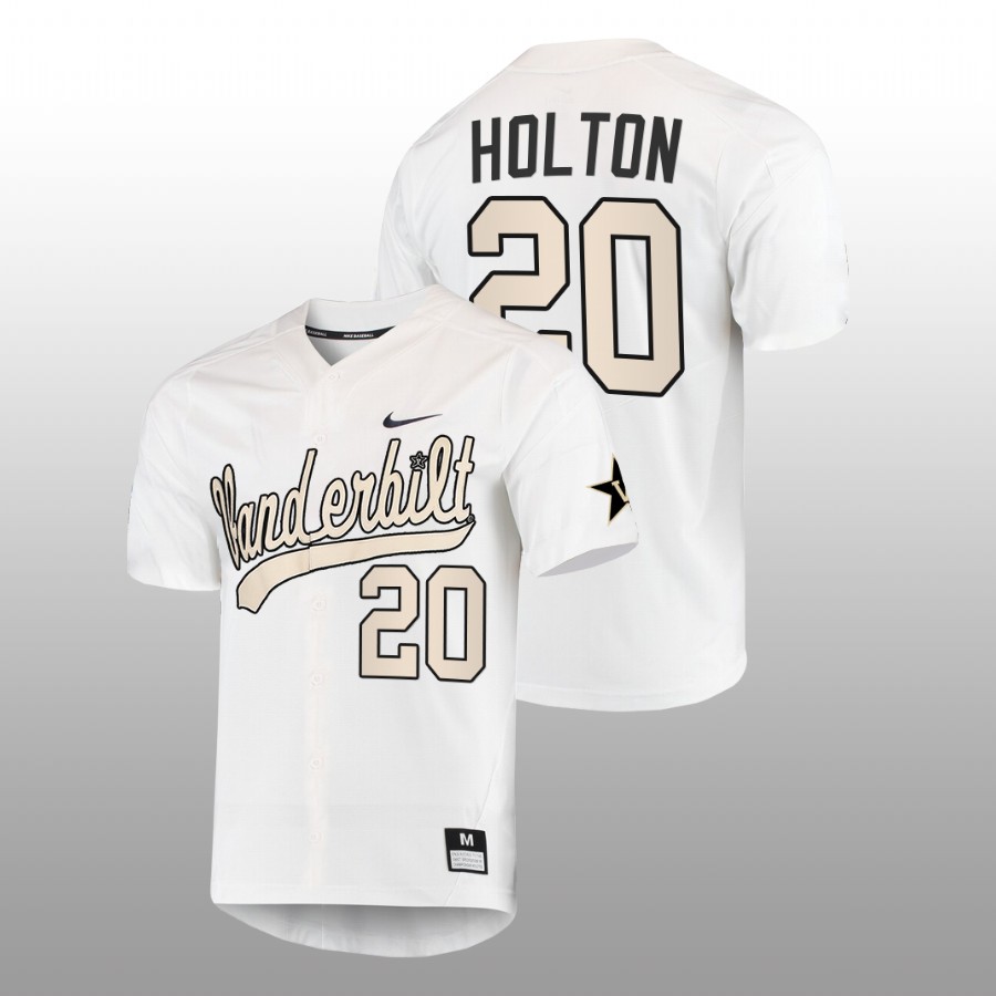 men vanderbilt commodores carter holton white 2022college baseball full button jersey