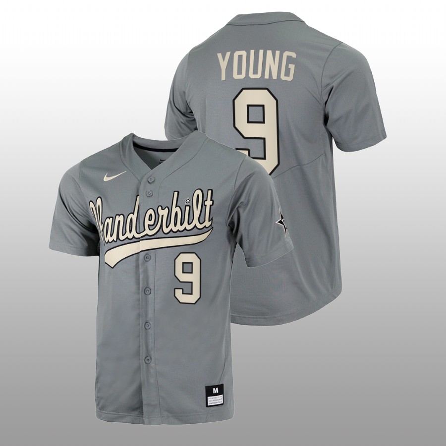 men vanderbilt commodores carter young grey 2022college baseball full button jersey