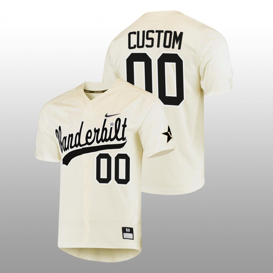 men vanderbilt commodores custom cream college baseball replica jersey