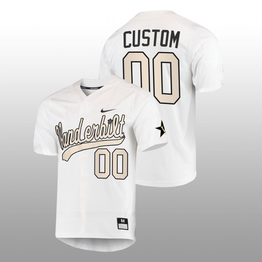 men vanderbilt commodores custom white 2022college baseball full button jersey