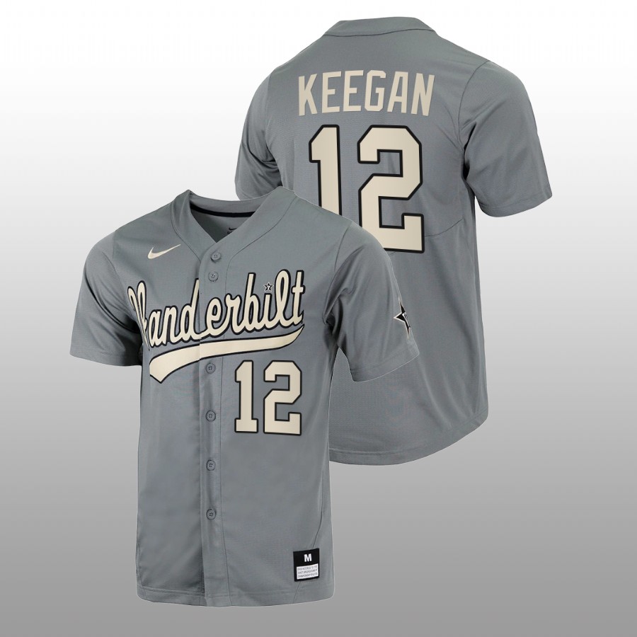 men vanderbilt commodores dominic keegan grey 2022college baseball full button jersey