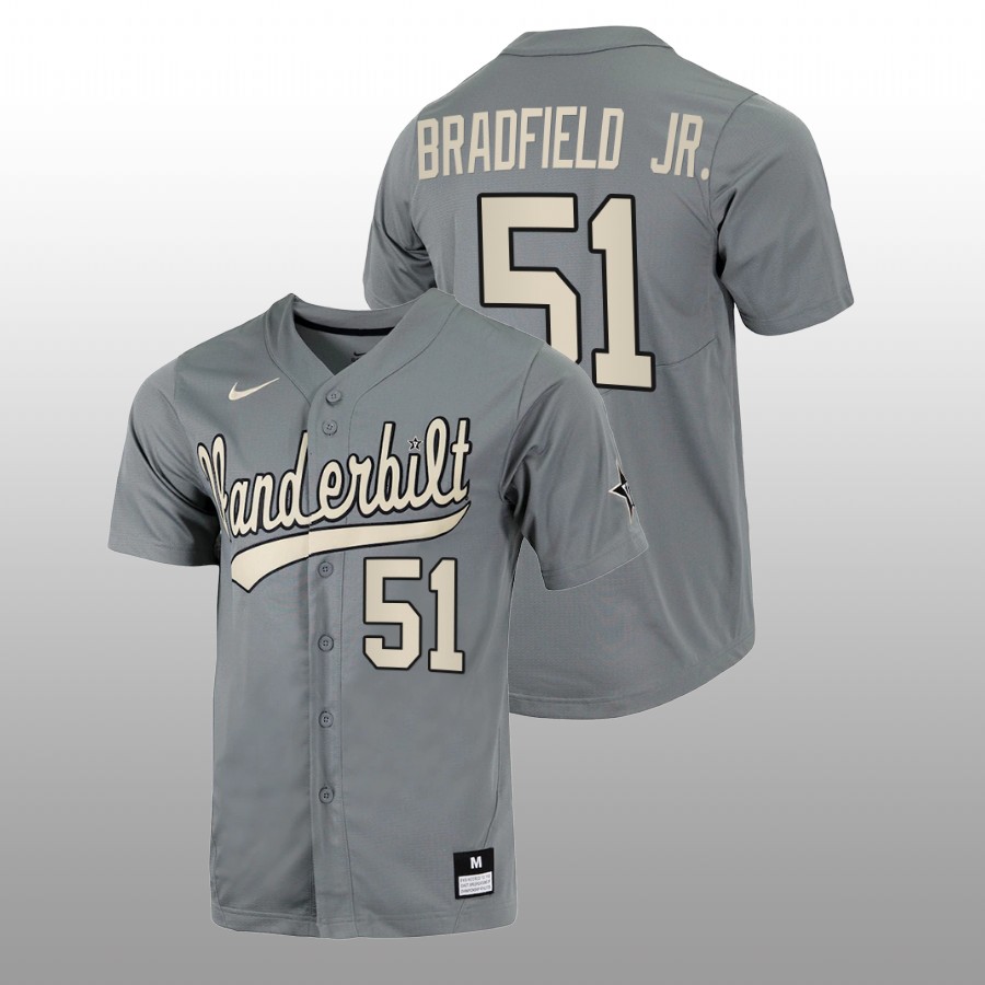 men vanderbilt commodores enrique bradfield jr. grey 2022college baseball full button jersey
