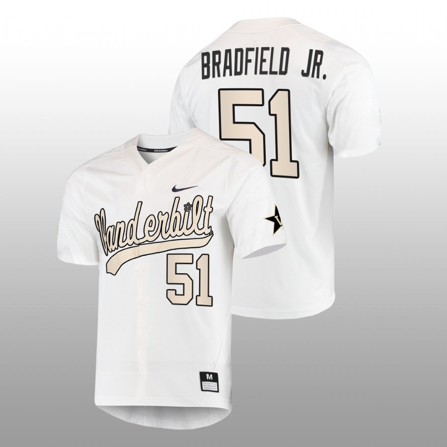 men vanderbilt commodores enrique bradfield jr. white 2022college baseball full button jersey