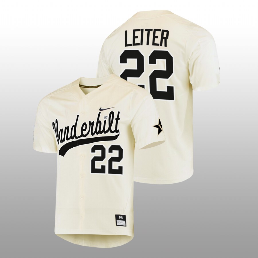 men vanderbilt commodores jack leiter cream college baseball replica jersey