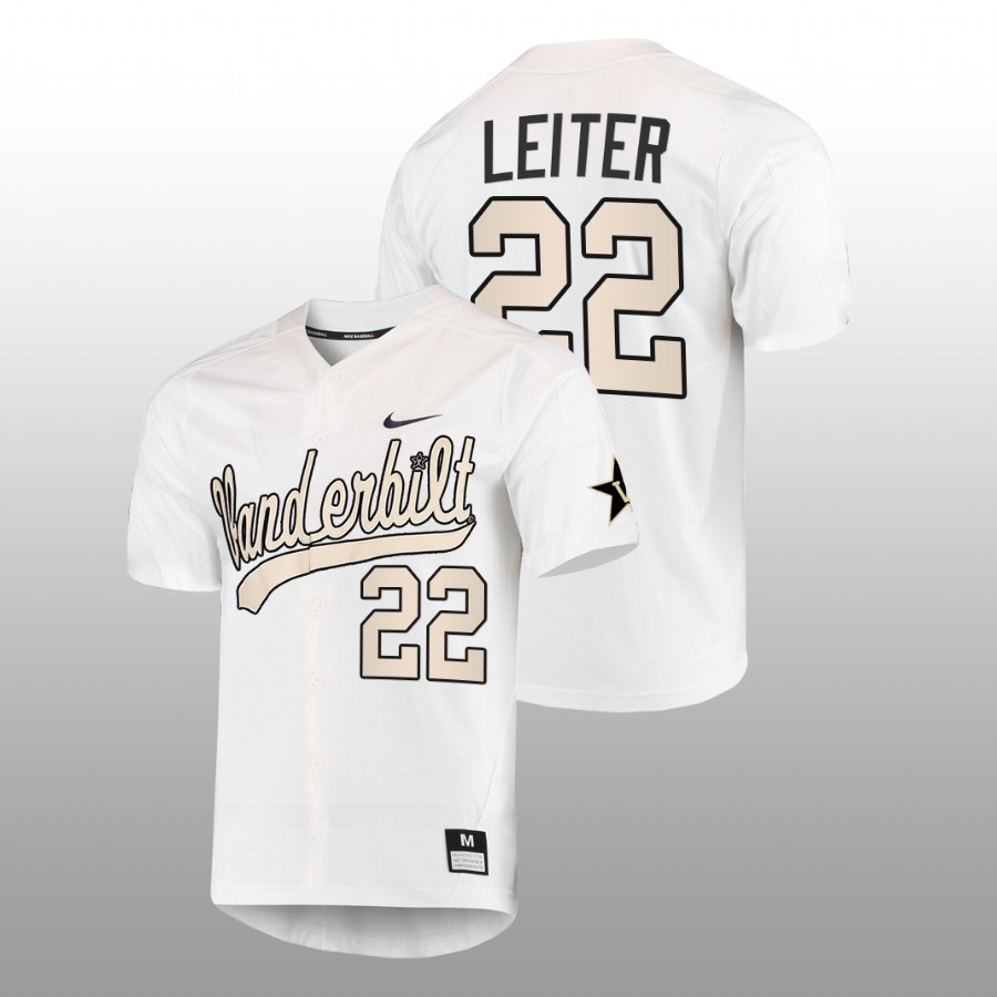men vanderbilt commodores jack leiter white 2022college baseball full button jersey