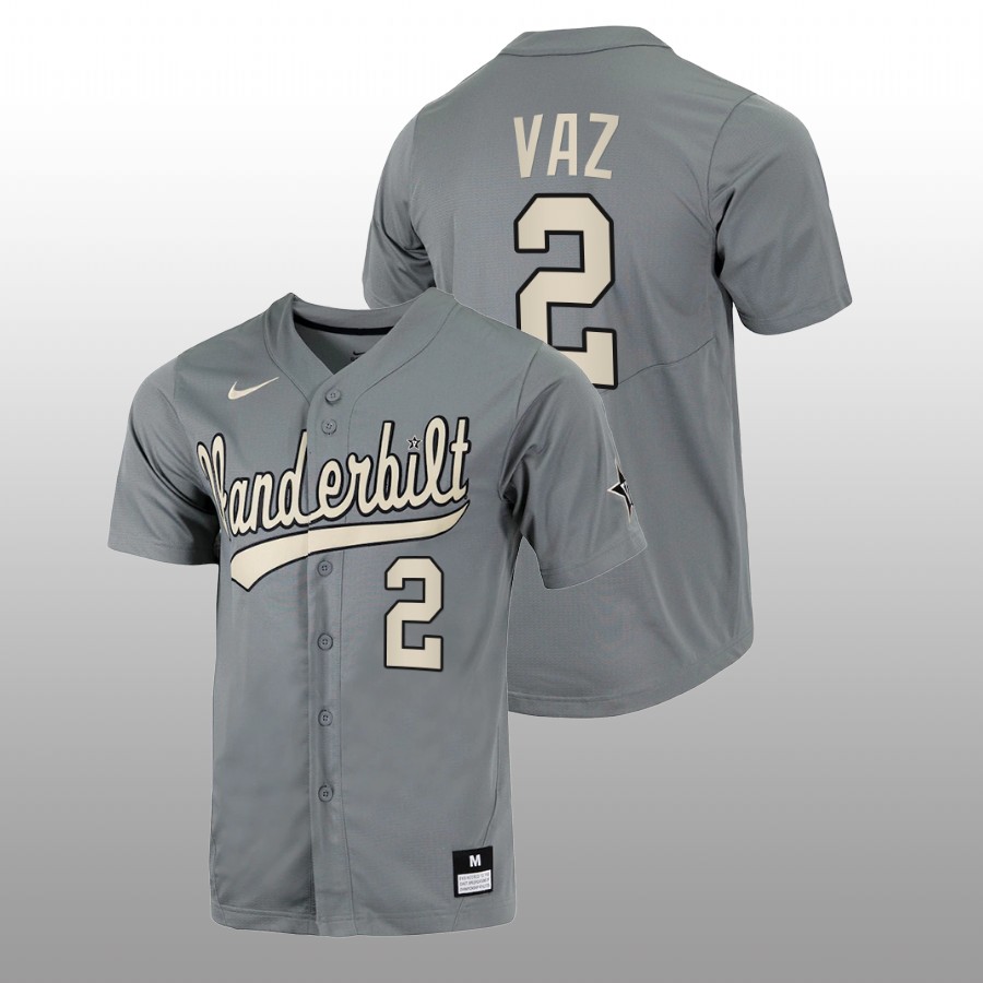 men vanderbilt commodores javier vaz grey 2022college baseball full button jersey
