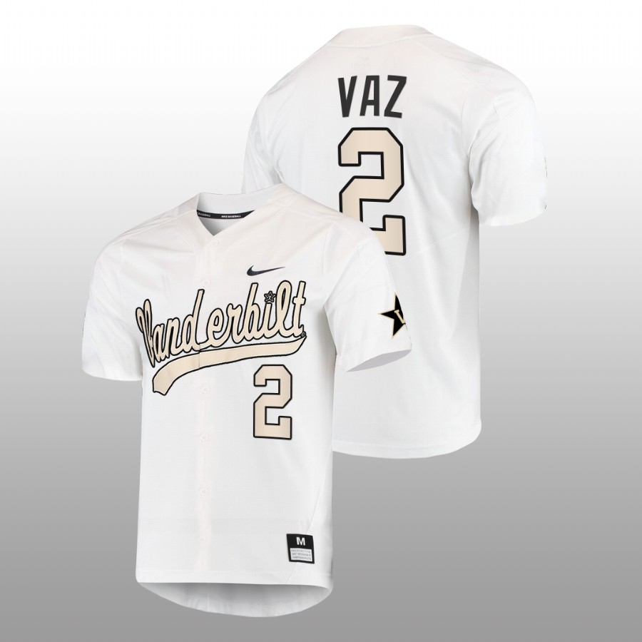 men vanderbilt commodores javier vaz white 2022college baseball full button jersey