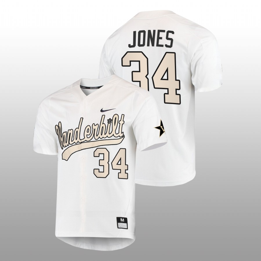 men vanderbilt commodores spencer jones white 2022college baseball full button jersey