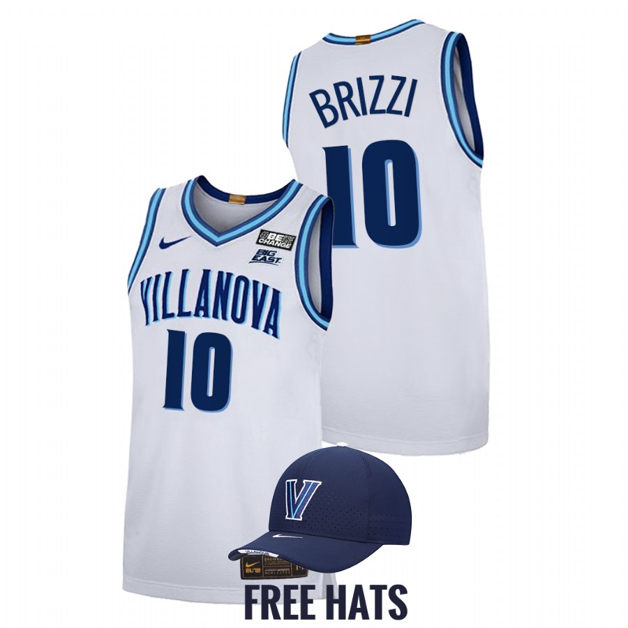 men villanova wildcats angelo brizzi 2021 22 elite basketball home white jersey