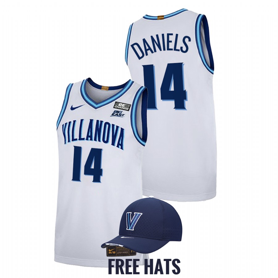 men villanova wildcats caleb daniels 2021 22 elite basketball home white jersey