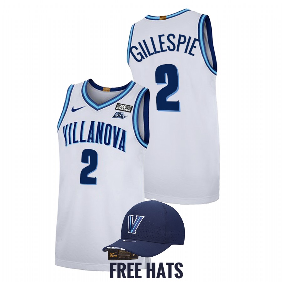 men villanova wildcats collin gillespie 2021 22 elite basketball home white jersey