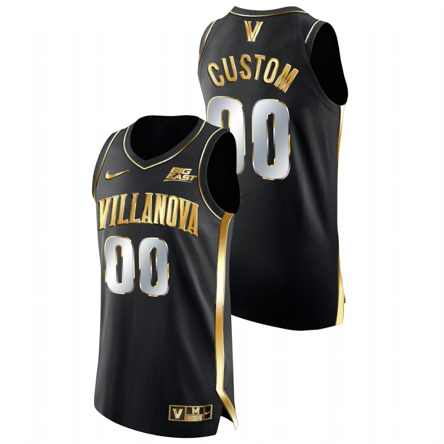 men villanova wildcats custom 2021 22 authentic golden edition black jersey