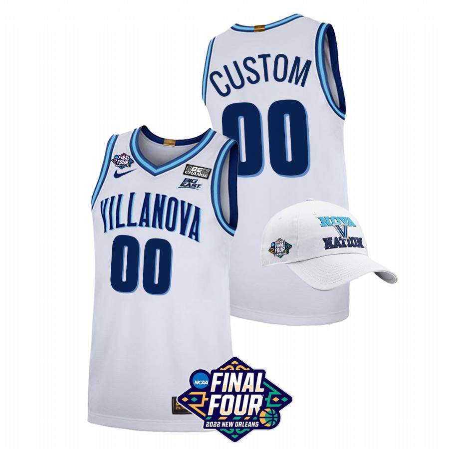 men villanova wildcats custom basketball 2022 march madness final four white jersey