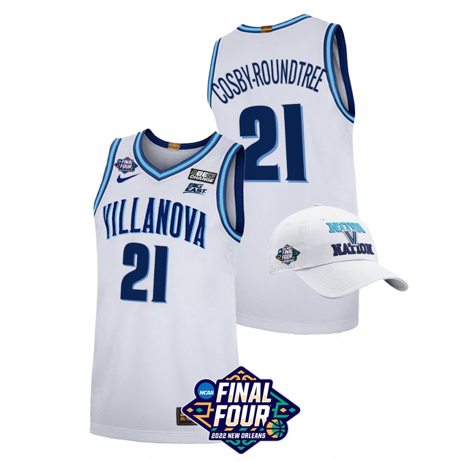 men villanova wildcats dhamir cosby roundtree basketball 2022 march madness final four white jersey