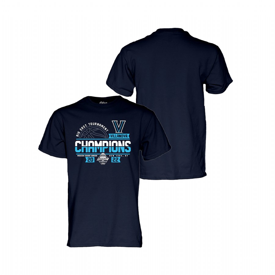 men villanova wildcats navy 2022 big east conference tournament champions men's basketball t shirt