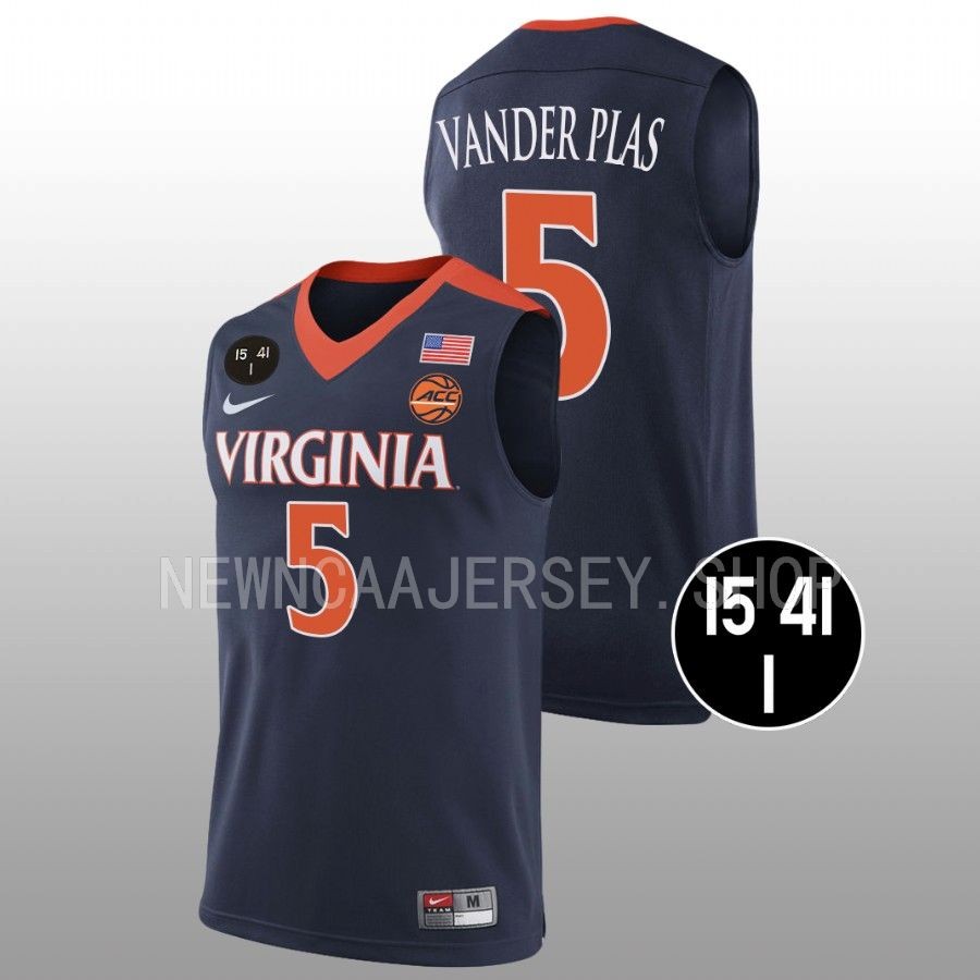 men virginia cavaliers ben vander plas retro basketball uva strong navy jersey