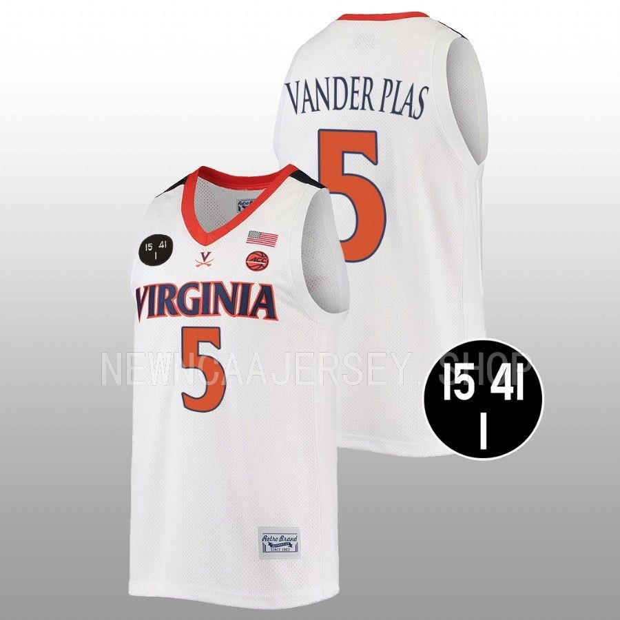 men virginia cavaliers ben vander plas uva strong retro basketball white jersey