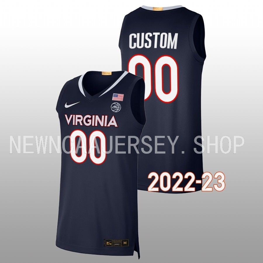 men virginia cavaliers custom 2022 23 replica college basketball navy jersey