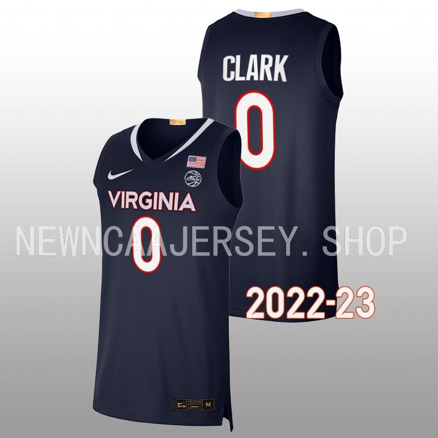 men virginia cavaliers kihei clark 2022 23 replica college basketball navy jersey
