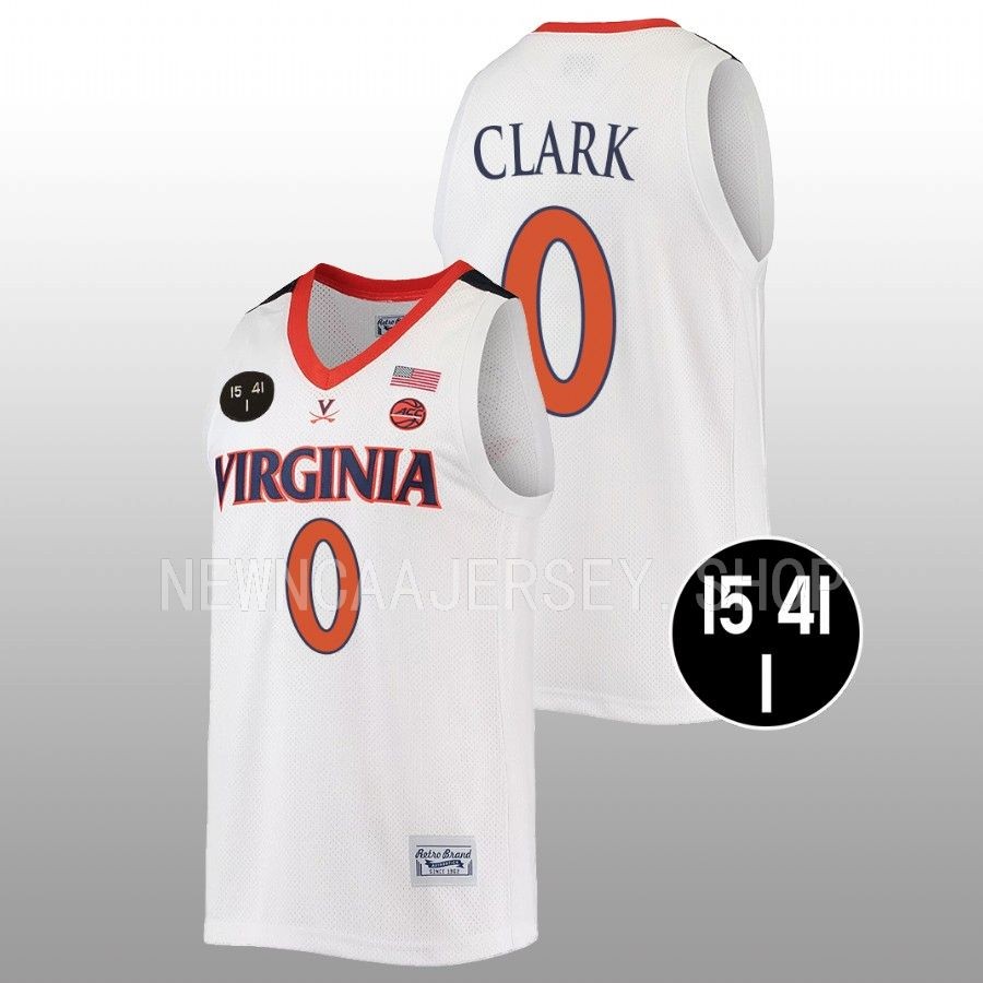 men virginia cavaliers kihei clark uva strong retro basketball white jersey