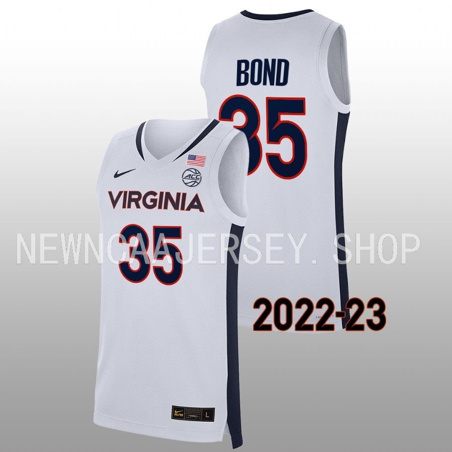 men virginia cavaliers leon bond 2022 23 replica college basketball white jersey