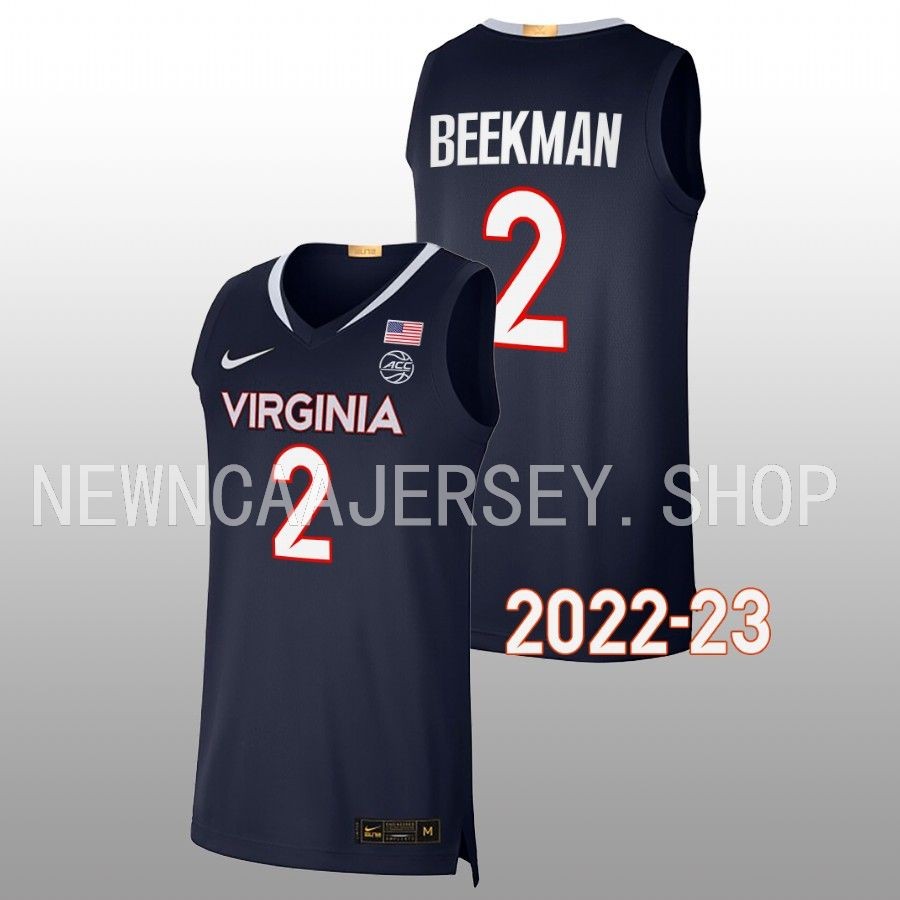 men virginia cavaliers reece beekman 2022 23 replica college basketball navy jersey