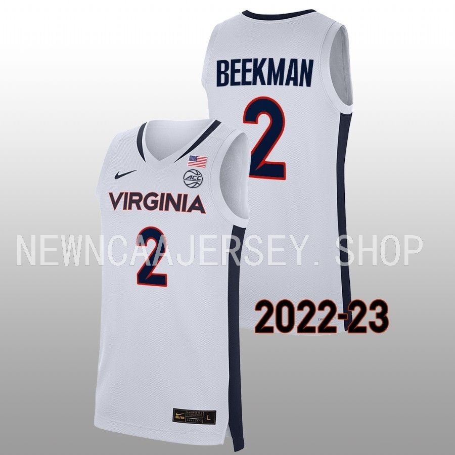 men virginia cavaliers reece beekman 2022 23 replica college basketball white jersey
