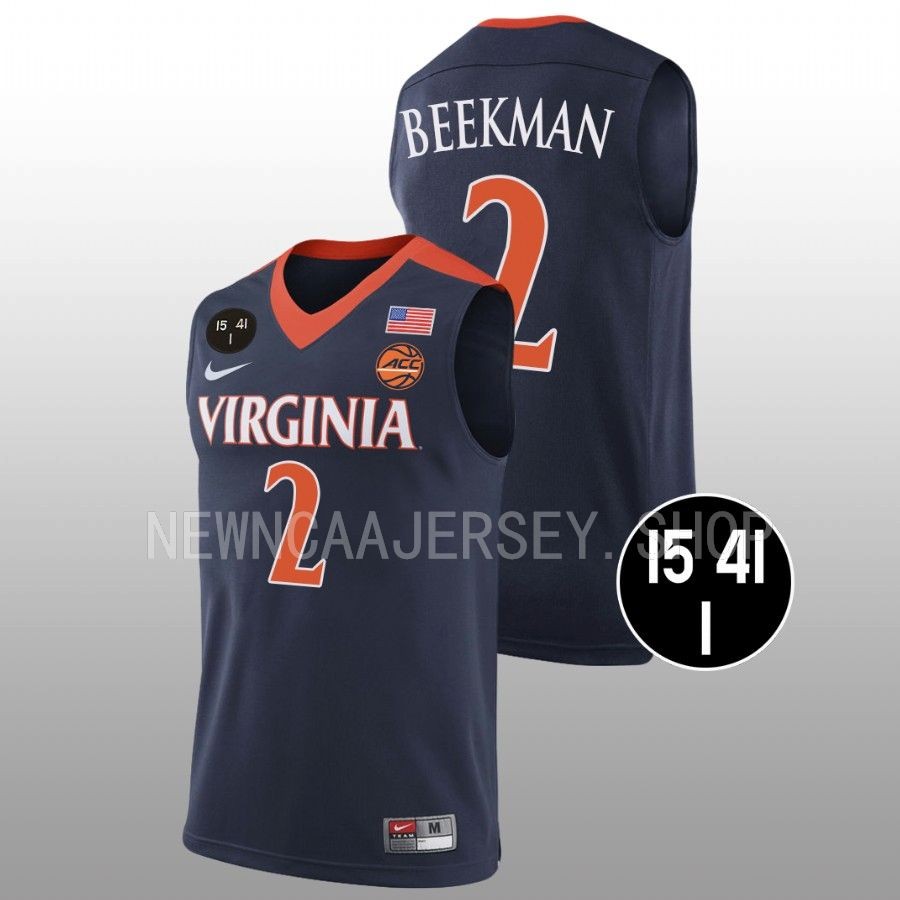 men virginia cavaliers reece beekman retro basketball uva strong navy jersey