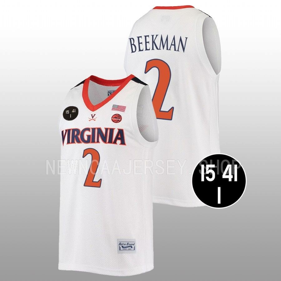 men virginia cavaliers reece beekman uva strong retro basketball white jersey