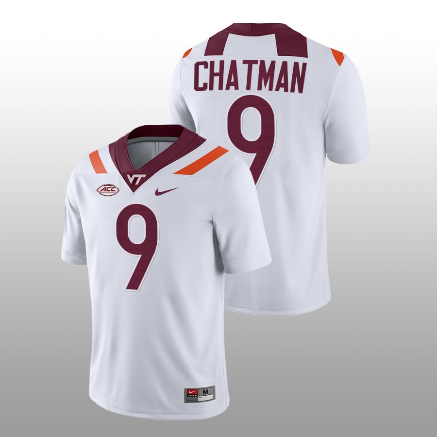 men virginia tech hokies armani chatman 2022 23 nil replica college football white jersey