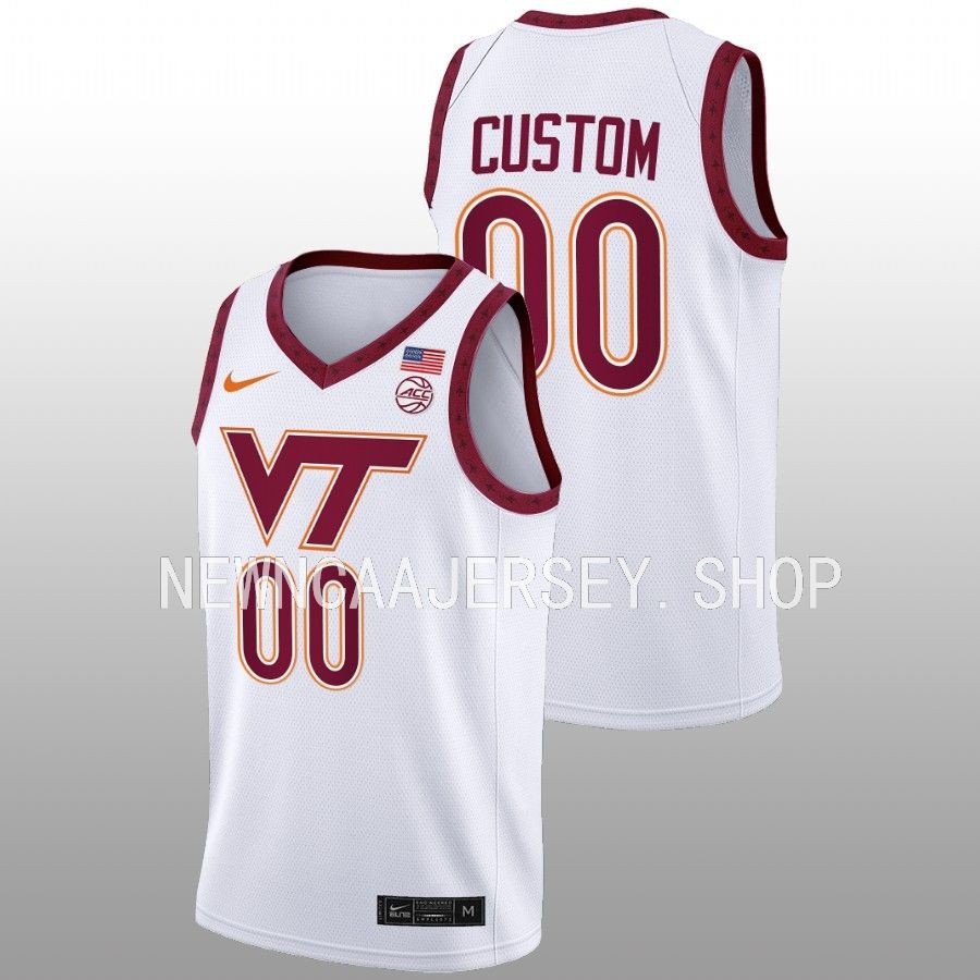 men virginia tech hokies custom 2022 23 swingman home basketball white jersey
