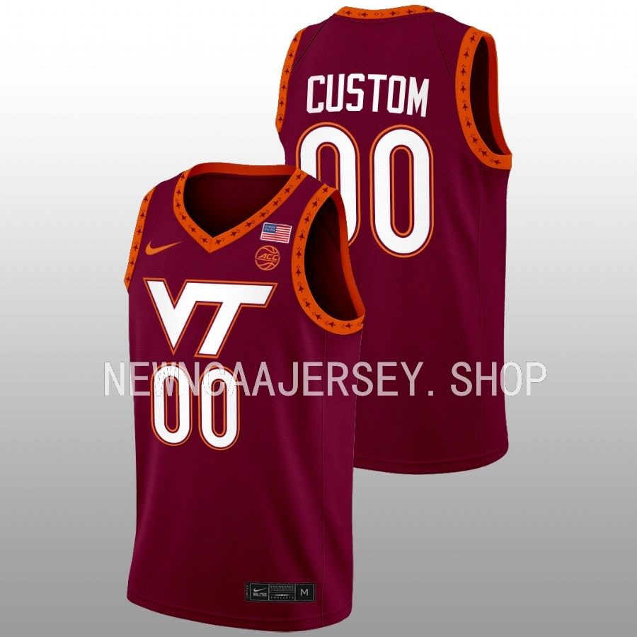 men virginia tech hokies custom maroon 2022 23swingman basketball jersey