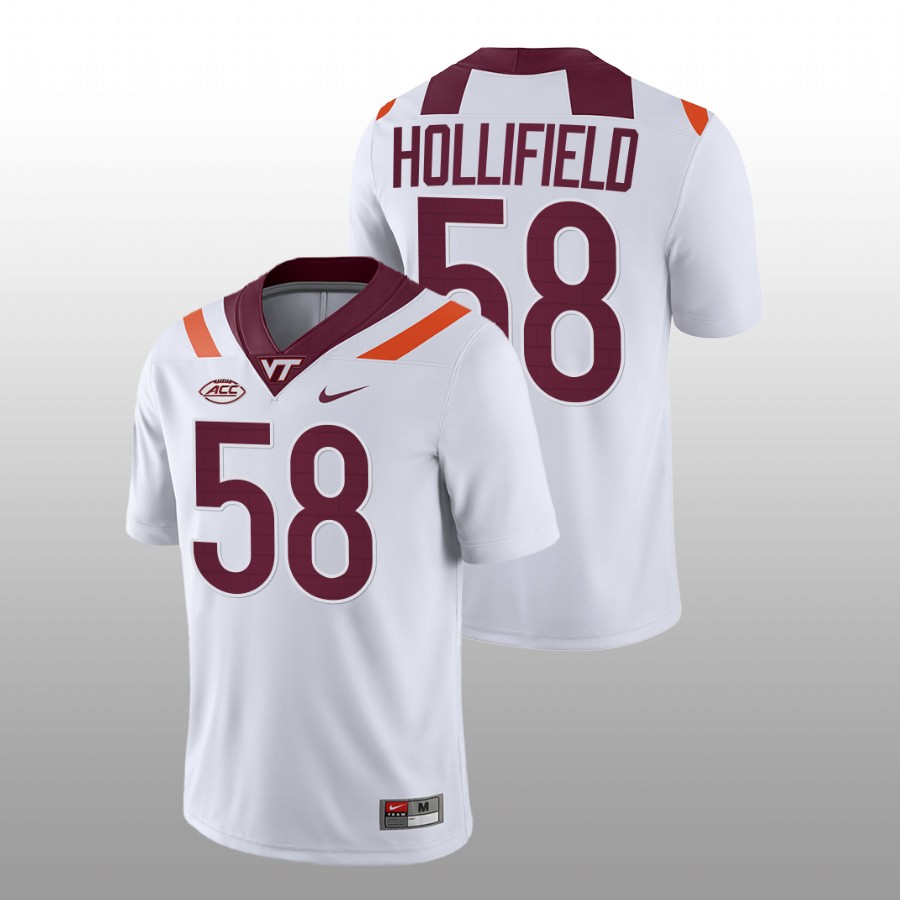 men virginia tech hokies jack hollifield 2022 23 nil replica college football white jersey