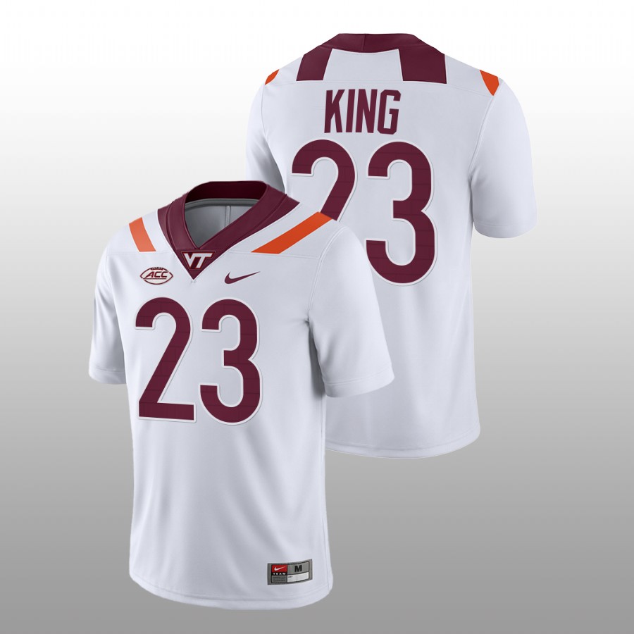 men virginia tech hokies keshawn king 2022 23 nil replica college football white jersey