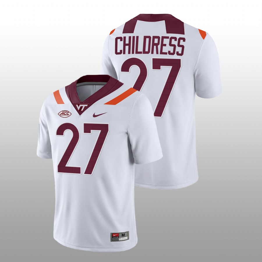 men virginia tech hokies tyler childress 2022 23 nil replica college football white jersey