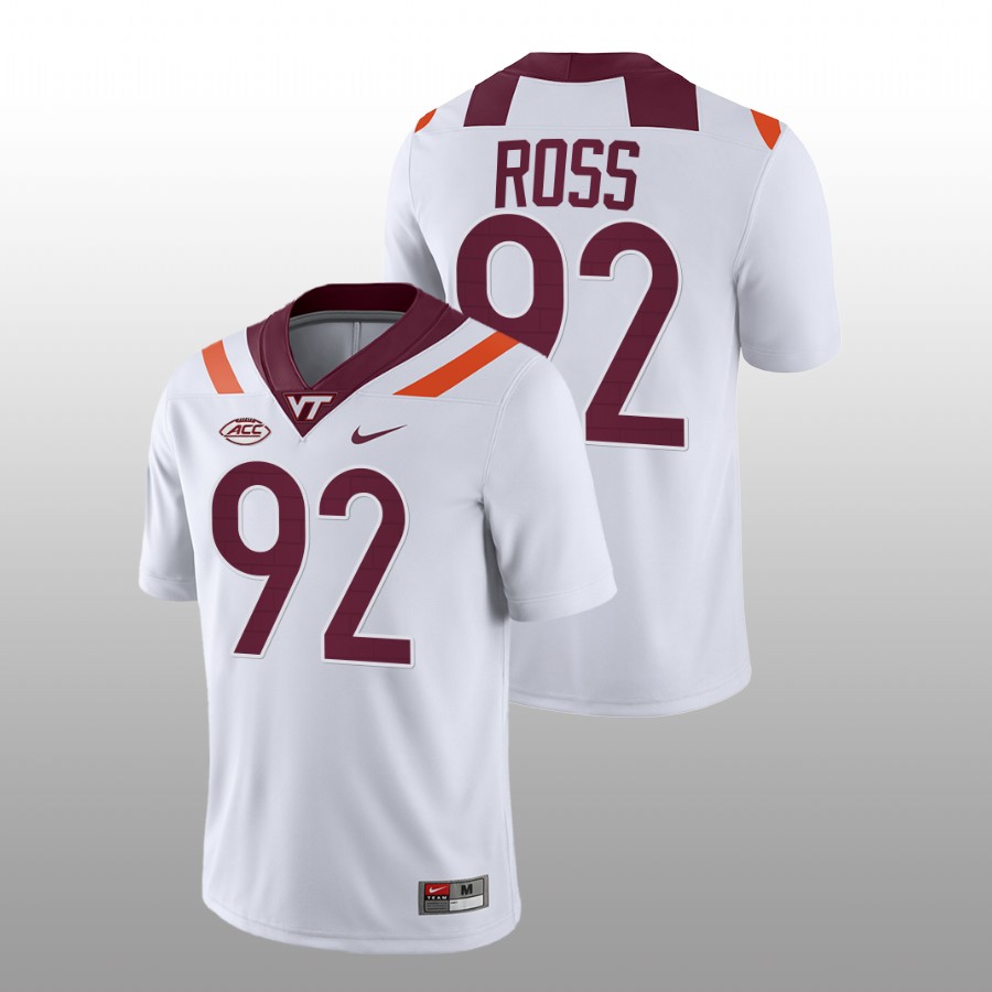 men virginia tech hokies william ross 2022 23 nil replica college football white jersey