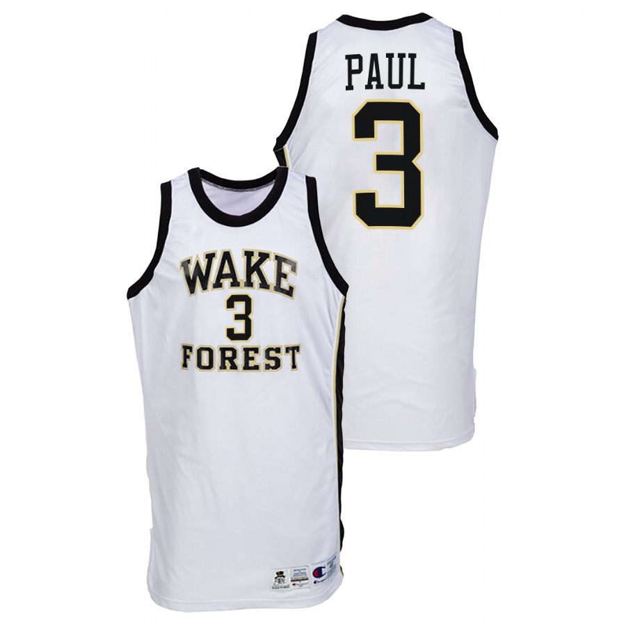 men wake forest demon deacons chris paul throwback college basketball white jersey