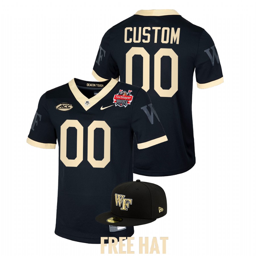 men wake forest demon deacons custom cfp gator bowl navy jersey