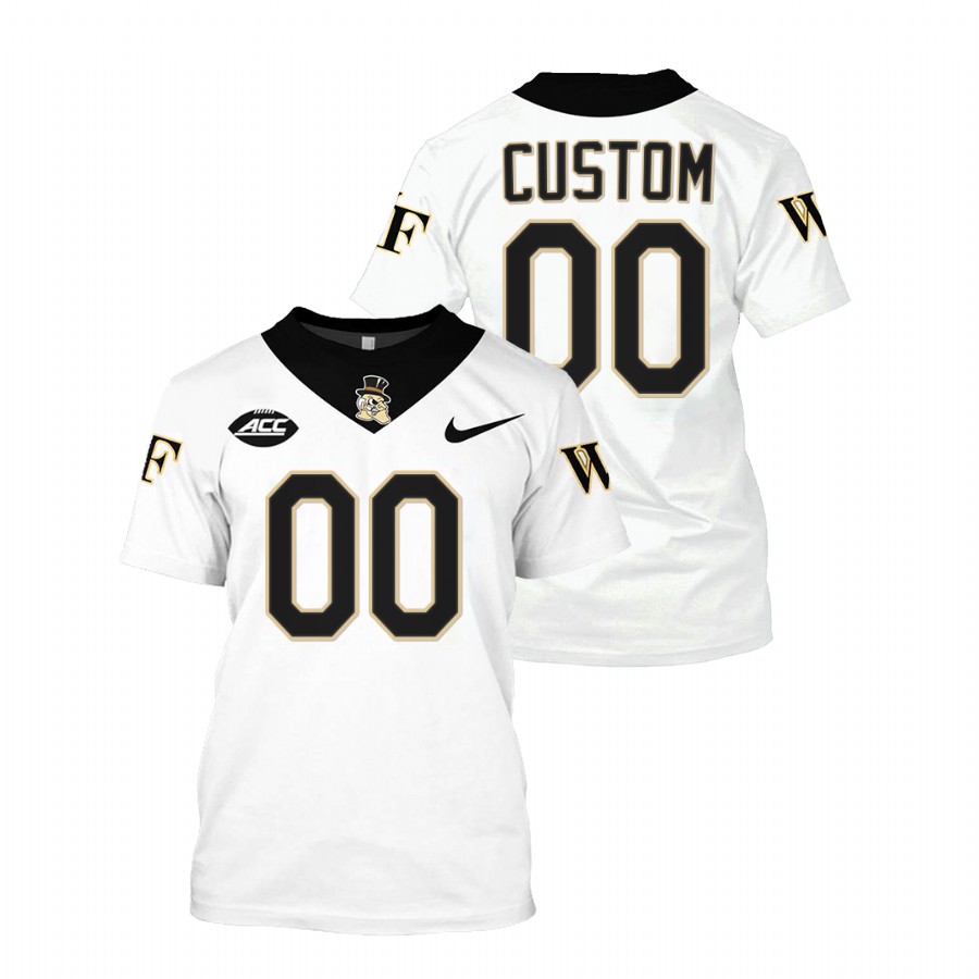 men wake forest demon deacons custom white college football replica jersey shirt