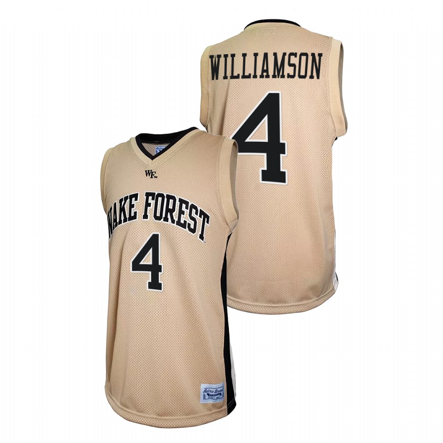 men wake forest demon deacons daivien williamson retro basketball gold jersey