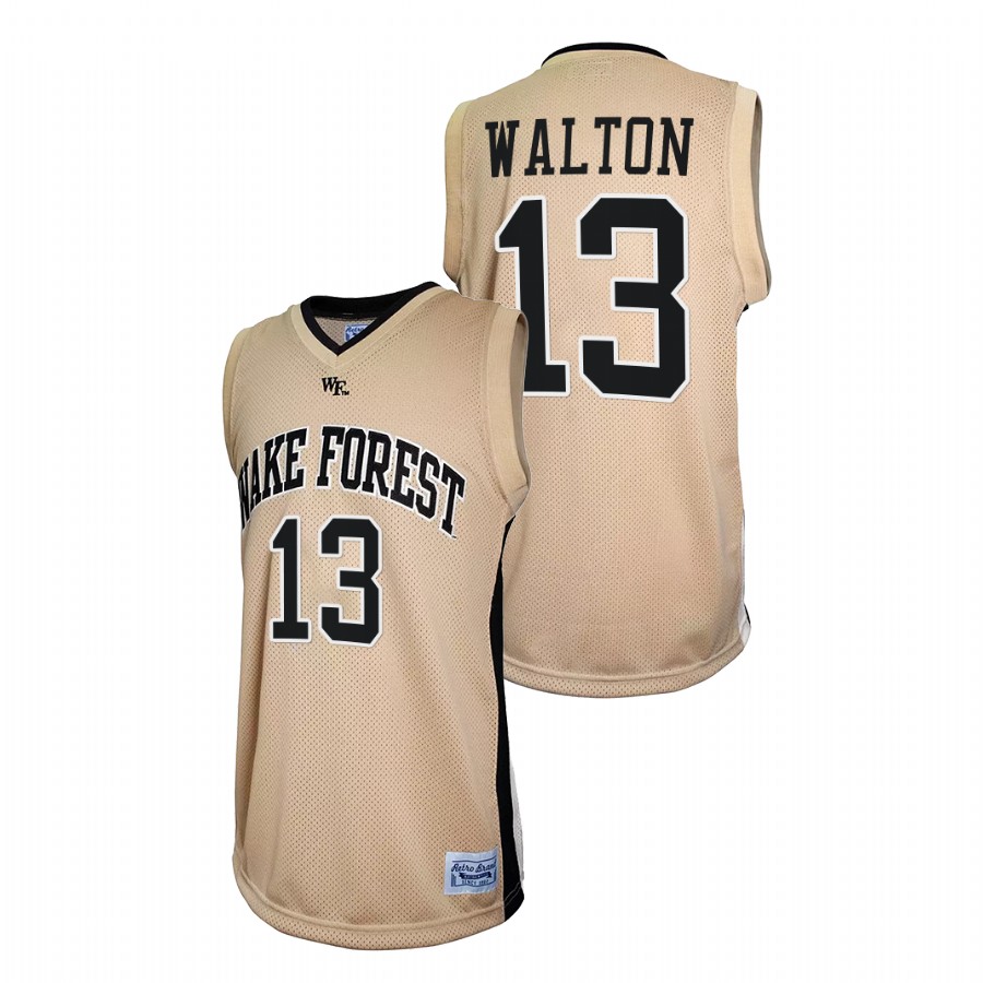 men wake forest demon deacons dallas walton retro basketball gold jersey