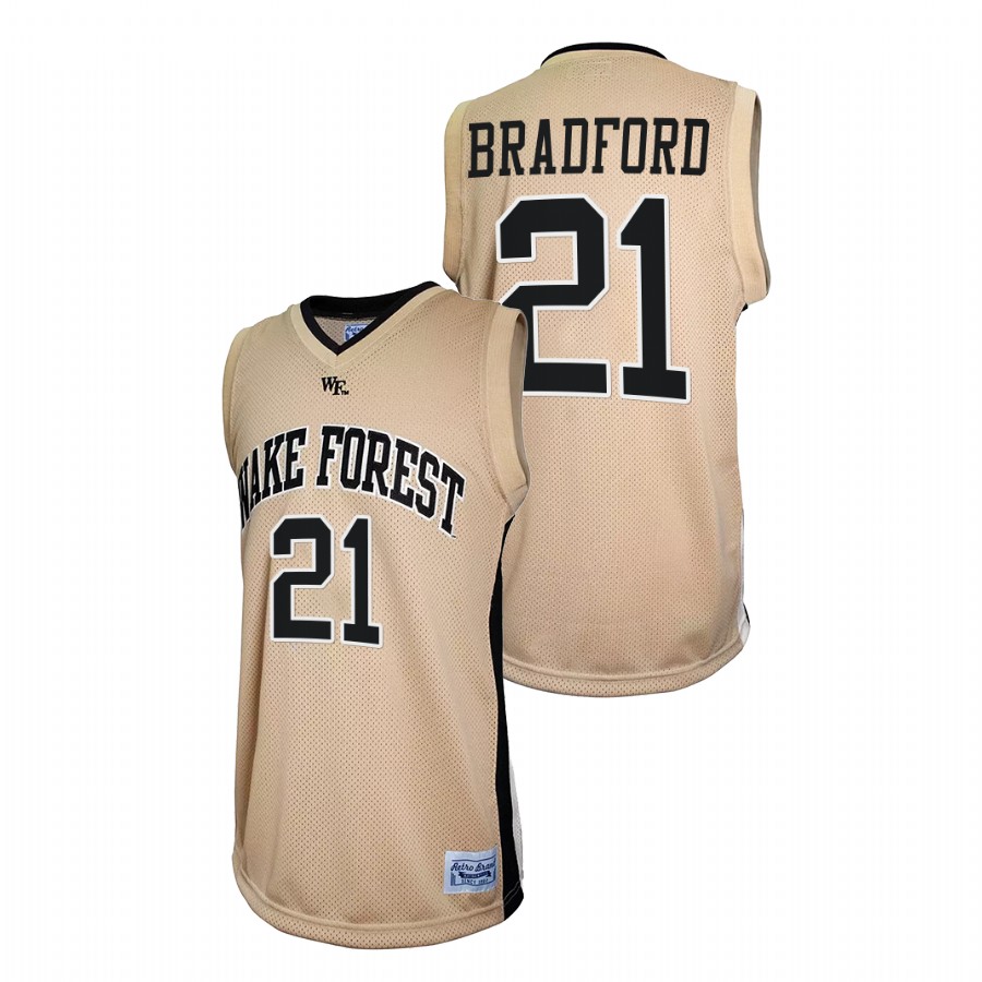 men wake forest demon deacons davion bradford retro basketball gold jersey
