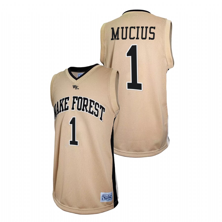 men wake forest demon deacons isaiah mucius retro basketball gold jersey