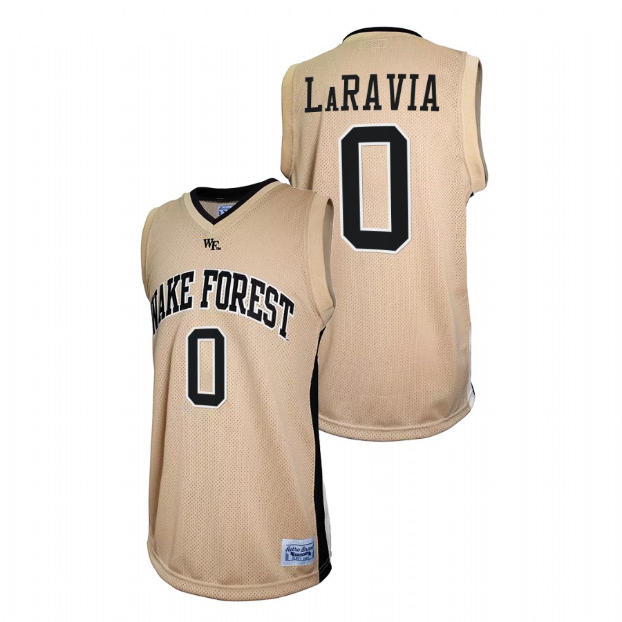 men wake forest demon deacons jake laravia retro basketball gold jersey