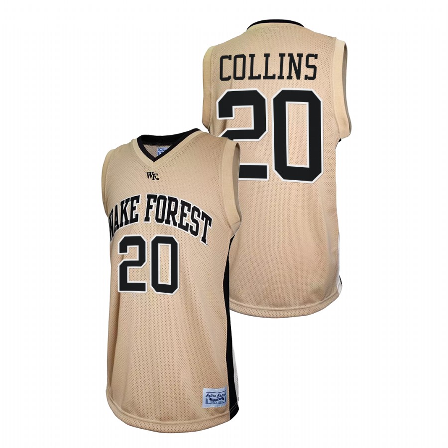 men wake forest demon deacons john collins retro basketball gold jersey